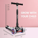 LOL-FUN Toddler Scooter for Kids Ages 3-12 Years Old Boy Girl with 3 Wheel LED Lights, Extra-Wide Childrens Foldable Kick Scooter Kids Ages 3-5 with 4 Adjustable Height and Lean-to-Steer by TinyTreasures Baby Boutique
