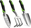 Gardening Hand Tool Set 3 Pack - MDSXO Heavy Duty Gardening Kit with Non-Slip Soft Ergonomic Handle, Great Garden Gift for Women Men[Stainless Steel] by GreenHaven Gardens
