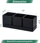 D'vine Dev Herb Garden Planter Set, Plastic Plant Pots with Drainage and Saucer, Indoor Succulent Cactus Vegetable Pot for Windowsill, Garden Balcony, Black, Set of 2, 76-V-B-2 by GreenHaven Gardens