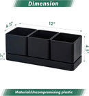 D'vine Dev Herb Garden Planter Set, Plastic Plant Pots with Drainage and Saucer, Indoor Succulent Cactus Vegetable Pot for Windowsill, Garden Balcony, Black, Set of 1, 76-V-B-1 by GreenHaven Gardens
