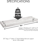 Urban Legacy Reclaimed Barnwood Planks | Floating Shelves for Wall w/Flush Mount Shelf Bracket Set Included | Set of 2 (White Wash, 30"x7"x 2") by CozyNest Decor