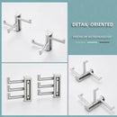 Angle Simple Swivel Towel Hooks, SUS 304 Stainless Steel Foldable Robe Hand Towel Holder for Bathroom Kitchen Wall, Brushed Nickel, 2 Pack by CozyNest Decor