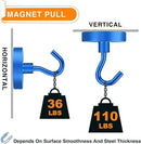 MIKEDE Strong Magnetic Hooks, 110Lbs Heavy Duty Magnetic Hooks for Cruise, Neodymium Earth Magnets with Hooks for Hanging, Super Metal Industrial Magnets for Grill, Storage (Blue,10 Pack) by CozyNest Decor