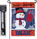 WinCraft Buffalo Bills Holiday Snowman Garden Flag and Flagpole Mount by GreenHaven Gardens