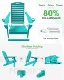 Adirondack Chairs Set of 6, Outdoor Fire Pit Chairs, HDPE All-Weather Adirondack Chairs with Cup Holder, Lawn Chair for Deck, Patio, Garden (Lake Blue) by GreenHaven Gardens