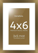 Homeforia 4x6 Picture Frame Bronze, High End Metal 4 x 6 Brass Frames with Mat 3 x 5 for Art, 4x6 Desk Frame Matted to 3x5 inch Photo, 4 by 6 Wall or Tabletop Frame, Tempered Glass, Wall Kit, Set of 1 by CozyNest Decor