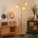 Gold Rattan Floor Lamp for Living Room, 72 Inch Tall Boho Floor Lamp with Rotary Switch, 3 Lights Arc Lamp with Wicker Shade for Coastal,Bohemian,Modern,Tree Farmhouse Standing Lamp by CozyNest Decor