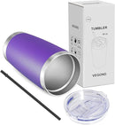 VEGOND 20oz Tumbler with Lid and Straw Stainless Steel Tumbler Cup Vacuum Insulated Double Wall Travel Coffee Mug Powder Coated Coffee Cup(Purple 1 Pack) by TinyTreasures Baby Boutique