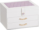 White Jewelry Box Organizer: Home Decor for Women - 2-Drawer Holder for Valentine’s Day Birthday Christmas White Grey-Purple by TinyTreasures Baby Boutique