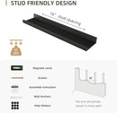 Picture Ledge Shelf, Wood Floating Shelves Set of 4, 24 inch Picture Ledge Shelves, Photo Ledge Nursery Book Shelves Wall Mounted for Living Room Kids' Room Bedroom, Color Black by TinyTreasures Baby Boutique