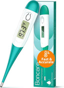 Boncare 10 Seconds Digital Thermometer for Adults and Kids - Accurate & Safe Rectal Thermometer for Baby with Fever Alarm, Oral Thermometer (Clear Blue) by TinyTreasures Baby Boutique