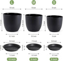 10/9/8 inch Medium Plant Pots, 3 Pack Modern Decorative Plastic Planters with Drainage Holes and Saucers, Flower Pots for Indoor Outdoor Plants, Black by GreenHaven Gardens