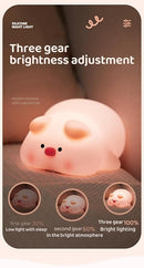 ATSUI Pig Night Light for Kids, Food Grade Silicone, Rechargeable, Tap Fun Kawaii Lamp for Kids Room, Adjustable Brightness, Cute Stuff for Boys Girls, Cute Gifts for Baby Children by TinyTreasures Baby Boutique