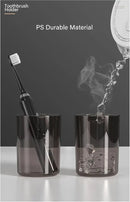Toothbrush Holders Wall Mounted,Toothpaste Dispenser for Kids Hanging Adhesive Automatic Toothbrush Holders Bathroom Decor with Toothpaste Dispenser 2 Cups - Grey by CozyNest Decor