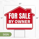 1PC For Sale By Owner Sign with Stakes, 17 Inches by 13 Inches - Double Sided Signs - Corrugated Plastic - FSBO Yard Sign for Home House Real Estate by CozyNest Decor