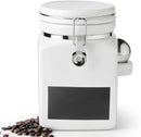 Ceramic Coffee Canister with Airtight Lid and Scoop, Large 78 Fl Oz / 2.3 L Kitchen Food Storage Container Jar for Grounds Coffee, Beans, Tea, Sugar, Flour, Cereal, Nuts, Cookie, White by CozyNest Decor