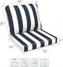 LVTXIII Outdoor/Indoor Deep Seat Cushion Patio Seat and Back Cushion Set All-Weather Replacement Chair Cushion for Garden Furniture Decoration, 24"x24"x4", Cabana Navy by GreenHaven Gardens
