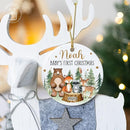 Unifury Personalized Baby First Christmas Ornament 2024, Adorable Keepsake for Babies First Christmas Tree, Holiday Decor for Celebrating Ceramic Babys 1st Christmas Ornament 2024, Woodland Animal by TinyTreasures Baby Boutique