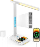 LED Desk Lamp with Wireless Charger: Desk Lamps for Home Office Bedroom, 5 Color Modes & Brightness Dimmable, 2 Night Light by CozyNest Decor