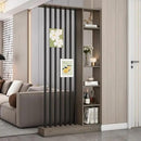 Wall Room Divider, Storage Cabinet Storage Display with Shelves, Modern Freestanding Wood Room Divider Screen, Wall Privacy Screens for Home Decorative (Grey Oak+Black,39.5" L x 9.5" W x 79.5" H) by CozyNest Decor