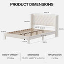 Full Size Bed Frame with Wingback Headboard, Upholstered Platform Bed Frame with Diamond Tufted Headboard & Lights, Wood Slat, Easy Assembly, Noise-Free, No Box Spring Needed, Beige by CozyNest Decor