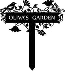 Customized Metal Birds and Flowers, Personalized Garden Sign with Stake, Gardening Decor for Outdoor, Patio and Farmhouse Decorations by CozyNest Decor