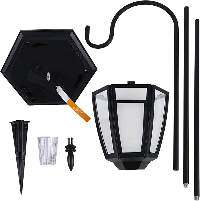 Dynaming 4 Pack Solar Hanging Lights Outdoor, Solar Powered Garden Decorative Lanterns with 4 x 38 Inch Shepherd Hooks, Waterproof Landscape Lighting for Lawn Patio Yard Pathway Driveway, Warm White, photo 9 of 9