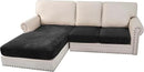 H.VERSAILTEX Velvet Stretch Sectional Couch Covers 3 Pieces Sofa Seat Cushion Covers L Shape Separate Cushion Couch Chaise Cover for Both Left/Right Couch (Large Sofa 2 Seater + 1 Chaise, Black) by CozyNest Decor
