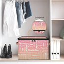 Custom Storage Basket with Name, Personalized Storage Bins with Zipper Lid, Foldable Fabric Storage Box Large capacity with Handle Pink Apricot by TinyTreasures Baby Boutique