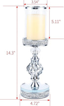 Hanjue Crystal Candle Holders for Pillar Candle, Metal Crystal Candle Holder for Home Decor, Centerpieces, Coffee Dining Table CH0509 (Silver (M)) by CozyNest Decor