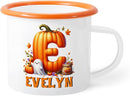 Personalized Halloween Enamel Mug with Ghost Pumpkin Initial, 12oz Custom Name on Ghost Coffee Mugs, Halloween Party Gift for Family by TinyTreasures Baby Boutique