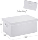 HOONEX Storage Bins with Lids for Organizing, Pack of 2, Storage Boxes with 2 Carrying Handles and Sturdy Heavy Cardboard, 16.5" L x 11.8" W x 7.5" H for Shoes, Books, Clothes, Nursery, White by TinyTreasures Baby Boutique