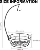 Livabber Countertop Fruit Basket Bowl with Banana Hanger, Modern Standing Fruit Vegetable Bowl Storage, with Banana Tree Holder for Kitchen Dinning Table (Round Metal, Black) by CozyNest Decor
