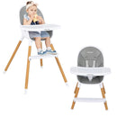 BABY JOY Convertible Baby High Chair, 3 in 1 Highchair w/Adjustable Legs, Dishwasher Safe Tray, Detachable PU Cushion, Footrest, 5-Point Harness for Babies Infants Toddlers (Gray) by TinyTreasures Baby Boutique