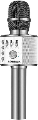 BONAOK Wireless Bluetooth Karaoke Microphone,3-in-1 Portable Handheld Karaoke Mic Speaker Machine Home Party Birthday for All Smartphones Q37 (Space Gray) by TinyTreasures Baby Boutique