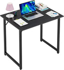 PayLessHere | 32 Inch Computer Desk | Black | Office Desk with Metal Frame, Adjustable Feet | Water-Resistant, Scratchproof Surface | Sturdy Writing Table for Home Office or Study | Pack of 1 by CozyNest Decor
