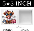 Funny Cute Highland Cow Baby Decor, Cow With Pink Bow, Highland Cow Gifts for women, Western Highland Cow Nursery Decor, Wooden Box Decor Sign for Home Farmhouse Office Living Room Table Shelf by CozyNest Decor