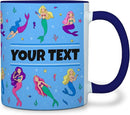 Personalized Mug for Kids - Mermaids - Custom Name/Text, Ceramic Hot Chocolate/Cocoa/Coffee Cup for Girls, Birthday/Christmas/Holiday Gift - 11 oz, Navy Blue Handle by TinyTreasures Baby Boutique