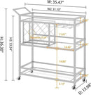 FATORRI Bar Cart Silver, Bar Carts for The Home, Home Bar Serving Carts for Liquor, Rolling Wine Cart with 3 Tier Mirrored Shelves on Wheels for Alcohol and Beverage (Silver) by CozyNest Decor