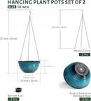 10in Hanging Planters for Indoor and Outdoor Plants, 2 Pack Hanging Planter with Drainage Hole, Round Hanging Flower Pots for Garden Home Decor (Blue) by GreenHaven Gardens