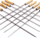 HAKSEN 16 inch Kabob Skewers with Wood Handle for BBQ Camping Cookware Campfire Grilling Cooking, Stainless Steel, 10PCS by GreenHaven Gardens