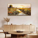 PHAOHUAXM Canvas Wall Art For Living Room Wall Decor For Bedroom Watercolour Painting Office Decoration Countryside Sunrise Scenery Wall Picture Printing Artwork Home Decor Wood Framed 24x48 In by CozyNest Decor
