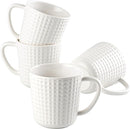 Ceramic Coffee Mugs 15 oz, Large Waffle Embossed Mug Set, Coffee Cups for Latte, Cappuccino, Cocoa, Tea, Mocha, Milk, Housewarming Wedding Present,Microwave & Dishwasher Safe - Set of 4 (White) by CozyNest Decor