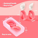 Training Spoon & Fork with Travel Case Pink | Toddler Self Feeding Utensil Set, BPA-Free Cute Circle Silicone ABS Spoons Set for Baby Led Weaning by TinyTreasures Baby Boutique