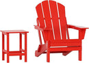 WO Home Furniture Adirondack Chair Table Set of 2 PCS Outdoor Folding Chair w Side Table Weather/UV Resistant for Lawn, Garden, Bon Fire, Balcony (Red) by GreenHaven Gardens