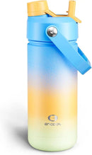 Insulated Water Bottle with Straw Stainless Steel Water Bottle, Leak-Proof, BPA-Free, Double Wall Vacuum Keeps Cold for 24 Hours for Sports, Travel, School (18 oz, Sunny Breeze) by CozyNest Decor