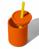 Avanchy Silicone Training Sippy Cup with Straw Lid – For Babies 6+ Months to Toddlers 1 Year Old – 8 oz Infant Water Cup for Baby Led Weaning, Orange by TinyTreasures Baby Boutique