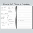 Daily Planner Undated - A5 To Do List Notebook Hourly Schedules, Spiral Appointment Planner for Women and Men, PVC Hardcover, Inner Pocket, Elastic Closure, 5.8" x 8.3", Black by TinyTreasures Baby Boutique