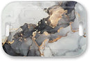 Serving Trays with Handles, 14.5 x 9.8 inch Rectangular Plastic Tray for Restaurant, Kitchen, Gray and Golden Marble by CozyNest Decor