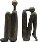 Lukitas Thinker Decorative Bookends, Non-Slip Book Holder, Book Ends for Shelves Living Room Office Home Decor, Resin, 1Pair/2Piece 9'' by CozyNest Decor